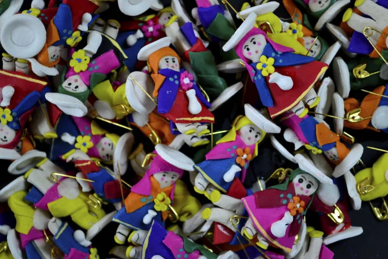 Colorful masapán figurines from Calderón